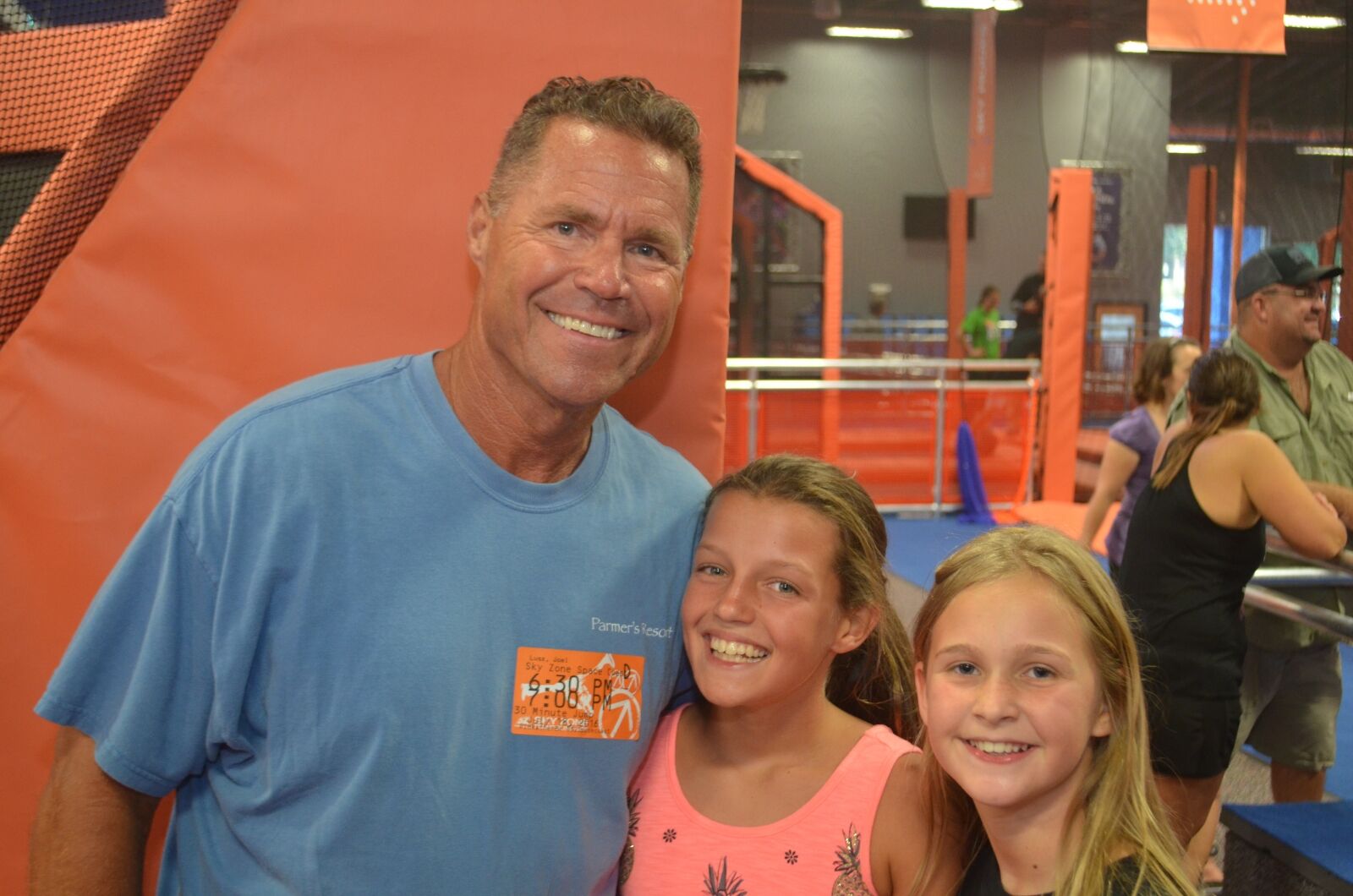 Visitors bounce into Sky Zone for a preview of trampoline park